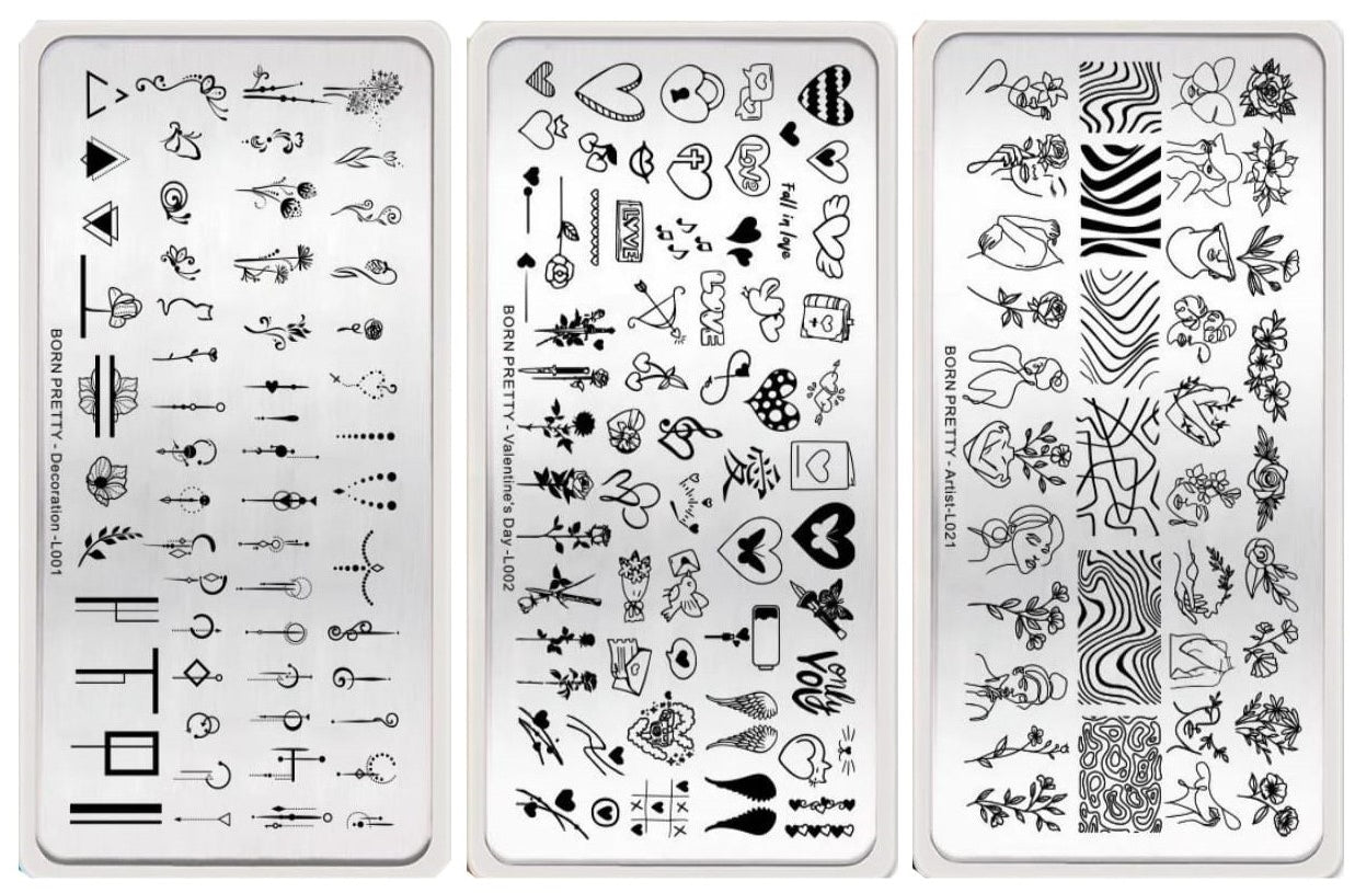 Born Pretty - Stamping plate - 3 pieces