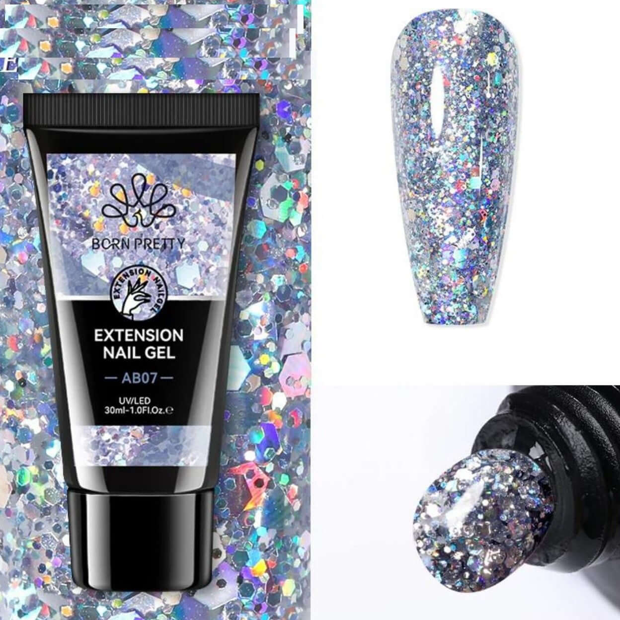 Born Pretty - Polygel - 30 ml - Glitter grijs - Goodbitz
