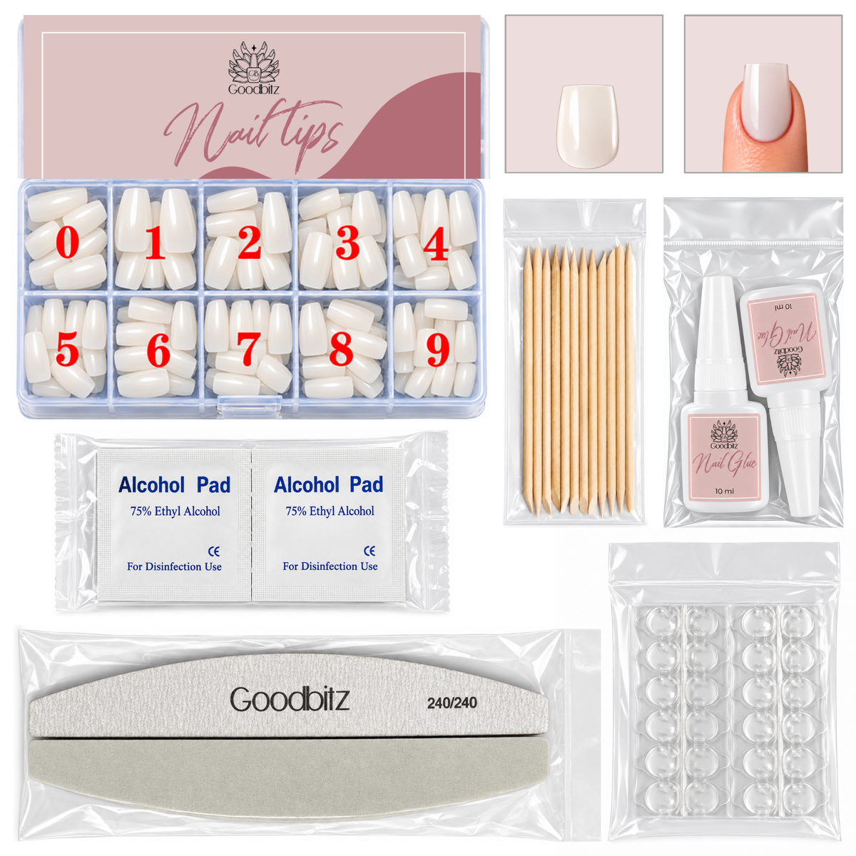 Bouts d'ongles - Carrés - Couverture complète