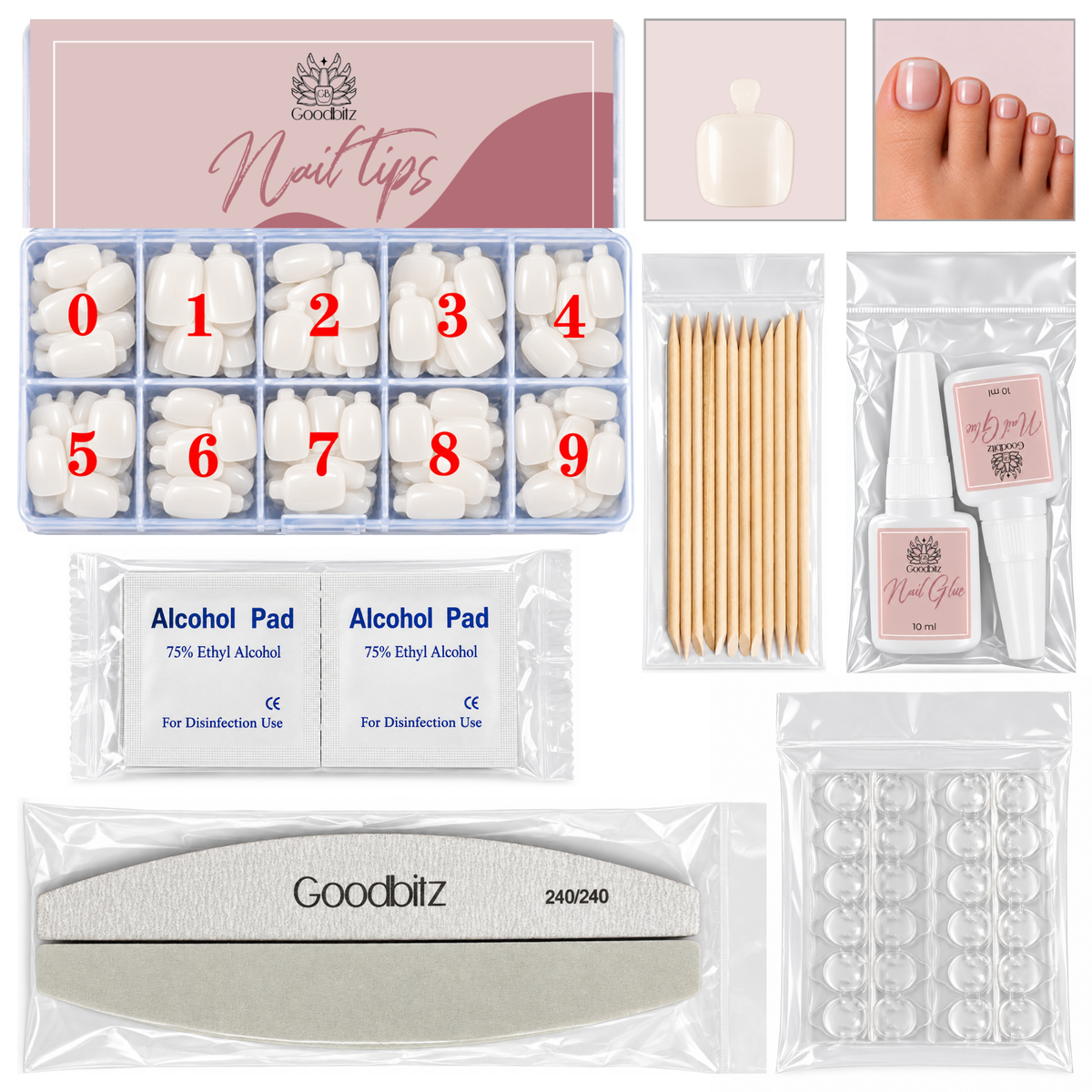 Nail tips - Toes - Full cover