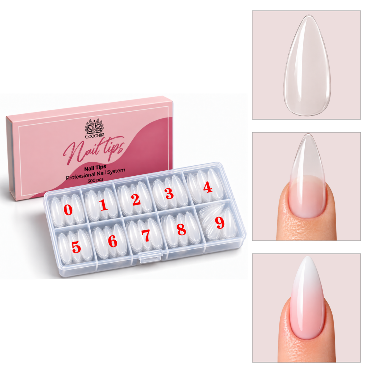 Nail tips - Almond - Full cover