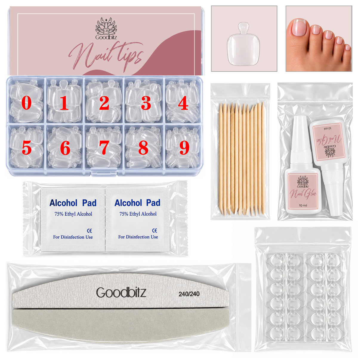 Nail tips - Toes - Full cover