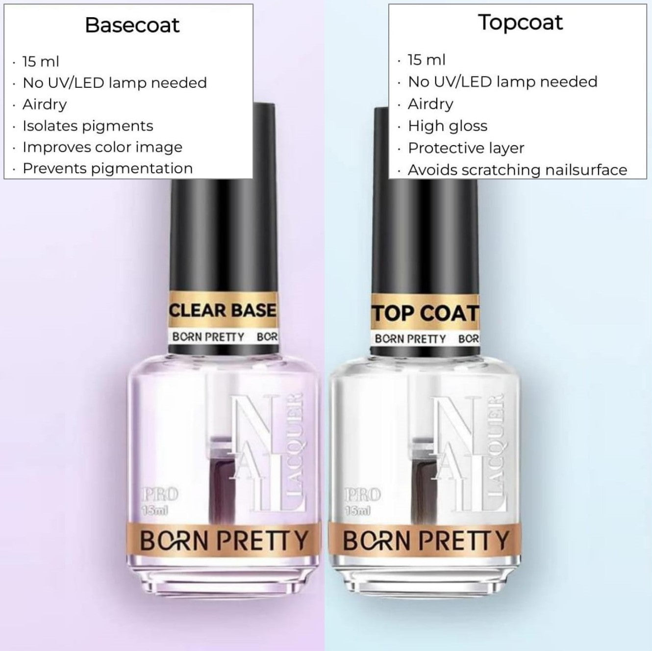 Born Pretty - Basecoat en Topcoat nagellak