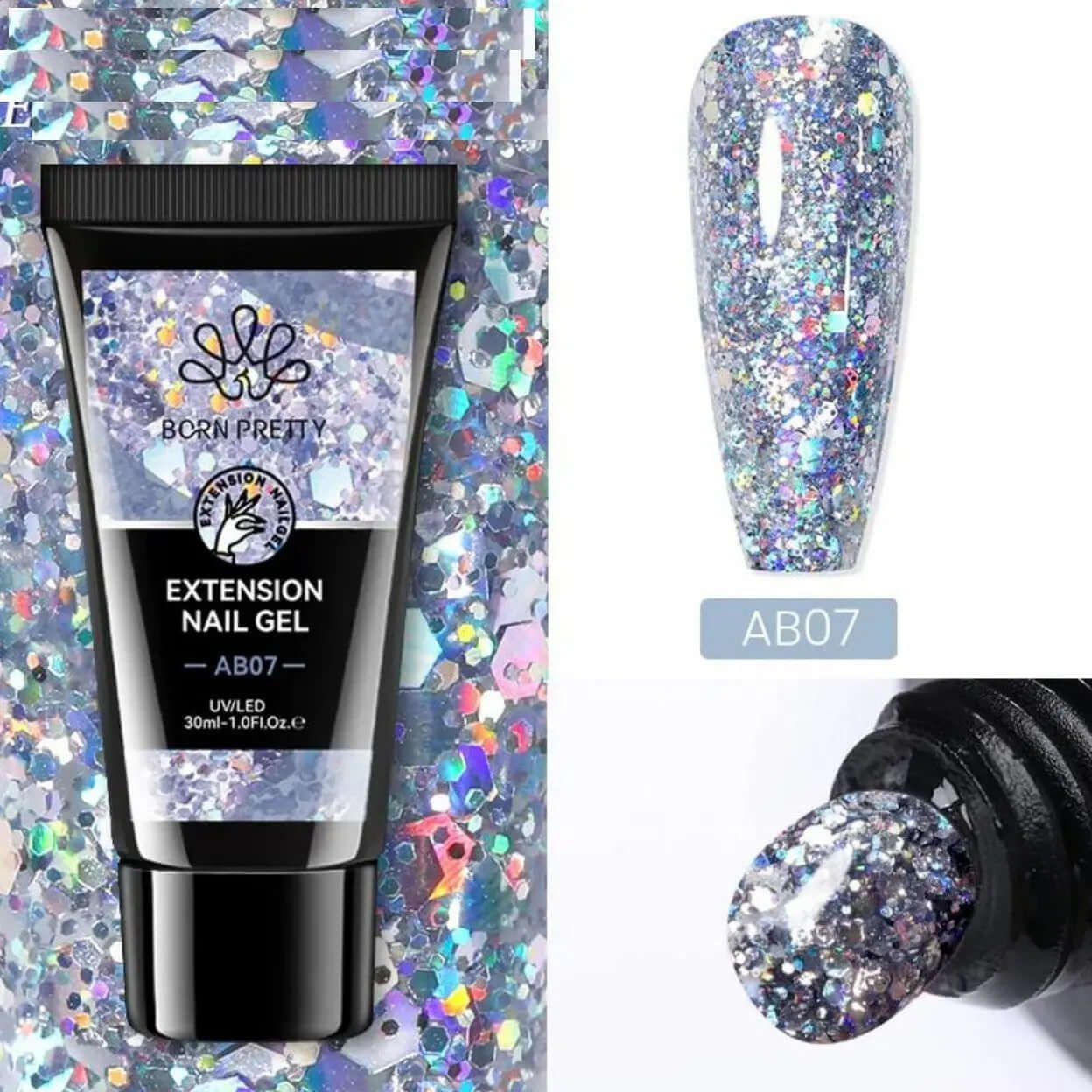 Born Pretty - Polygel set - Glitter grijs - Goodbitz