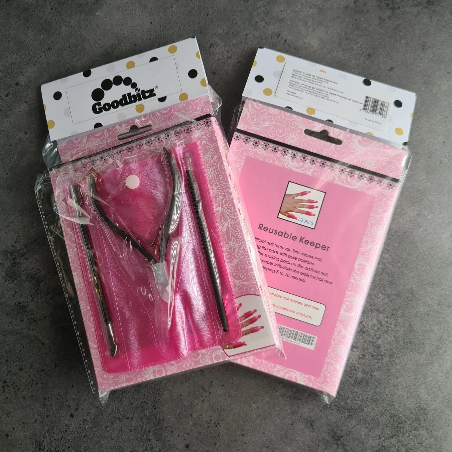 Manicureset met removal clips - Roze - Goodbitz